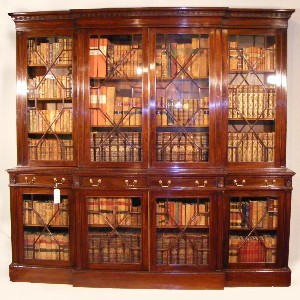 An Edwardian Mahogany Library Breakfront Bookcase