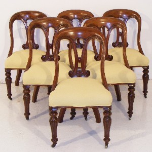 A Set of Six Mid 19th Century Mahogany Sling Back Dining Chairs
