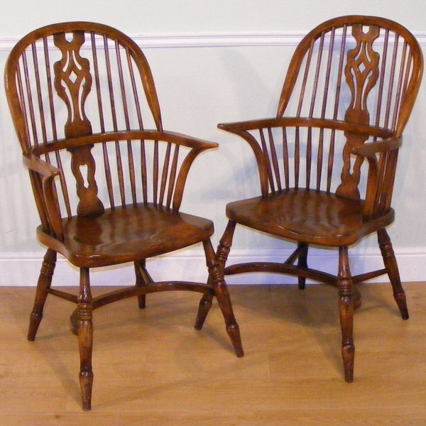 A Pair Of 19th Century Style Windsor Armchairs